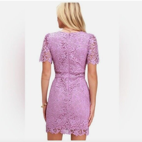 Lulu’s Sweetie Lavender Lace Flower Dress Womens Extra Small V-Neck - Picture 2 of 15